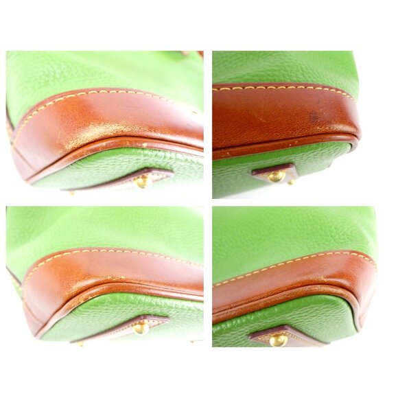 Dooney & Bourke Green Brown Leather Drawstring Bag - Picture 11 of 13